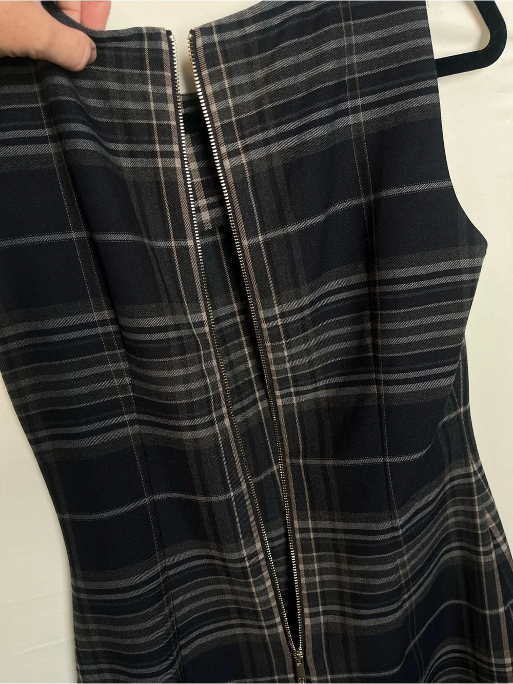 Tommy Hilfiger Navy and Gray Plaid Midi Sheath Dress - Picture 7 of 9